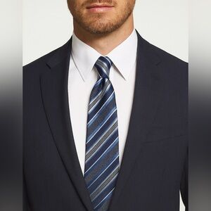 Black From The Saks Silk Blue Stripes Men Tie